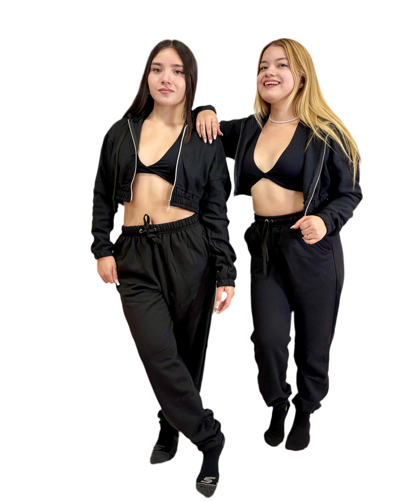 Conjunto buzo Hoodie Crop Cierre + Jogger