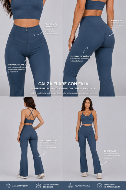 Calza Flare Efecto Faja con Cierre