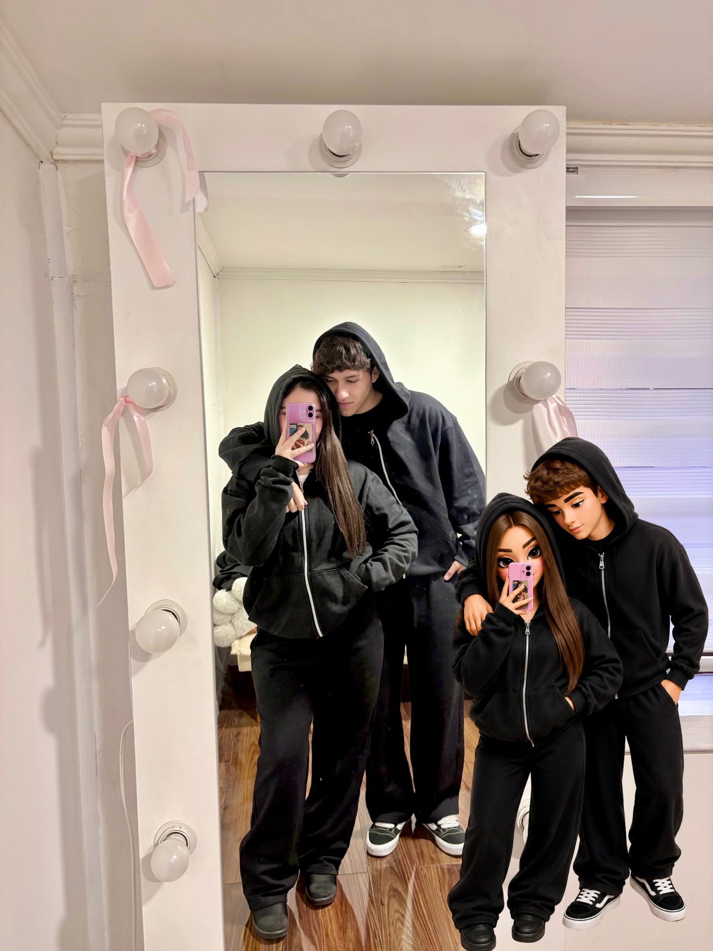Hoodie Manga Globo Zip Black