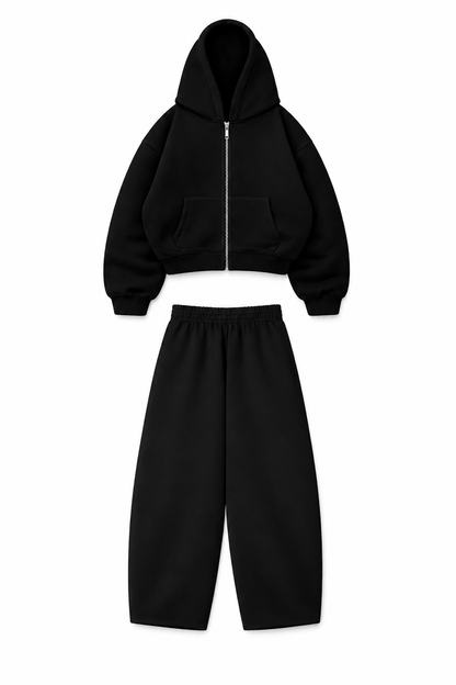 Conjunto Buzo Baggy Zip Black