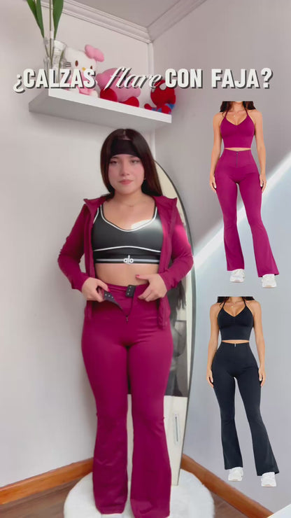 Calza Flare Efecto Faja con Cierre